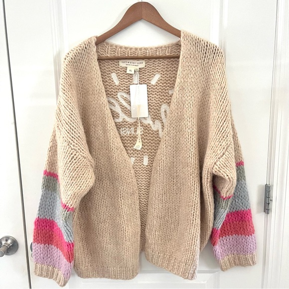 Saltwater Luxe Hello Sunshine Chunky Knit Cardigan Size XL - Picture 4 of 13